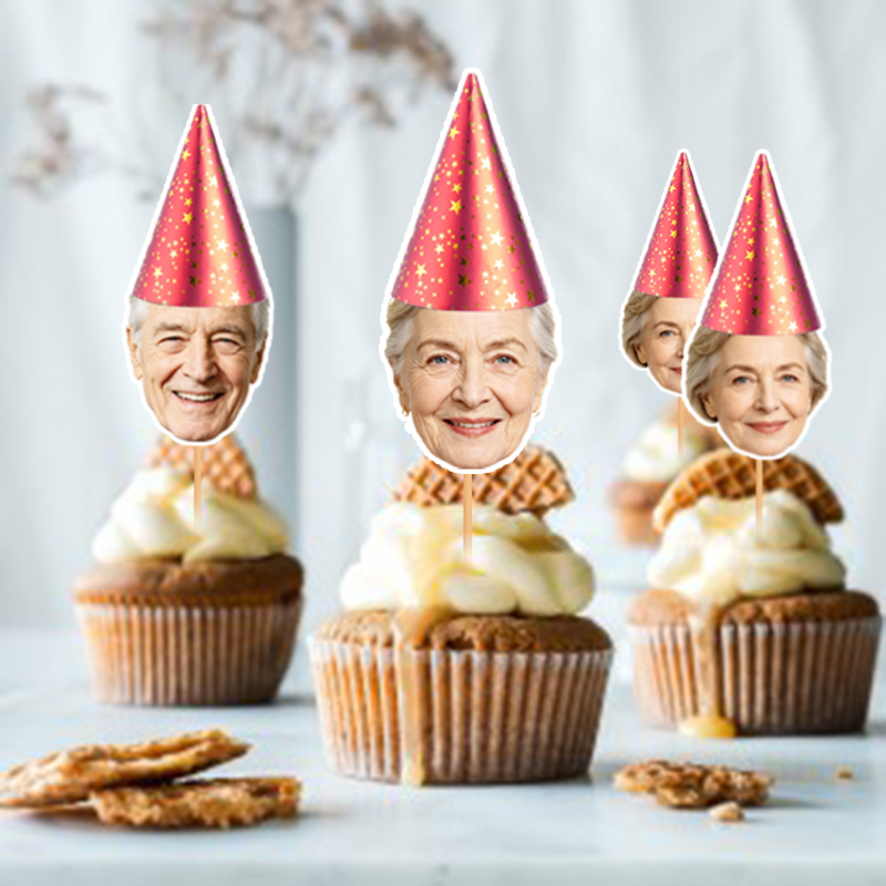 12/24pcs Custom Face Cupcake T - đánh giá và giá Party Hat Cone