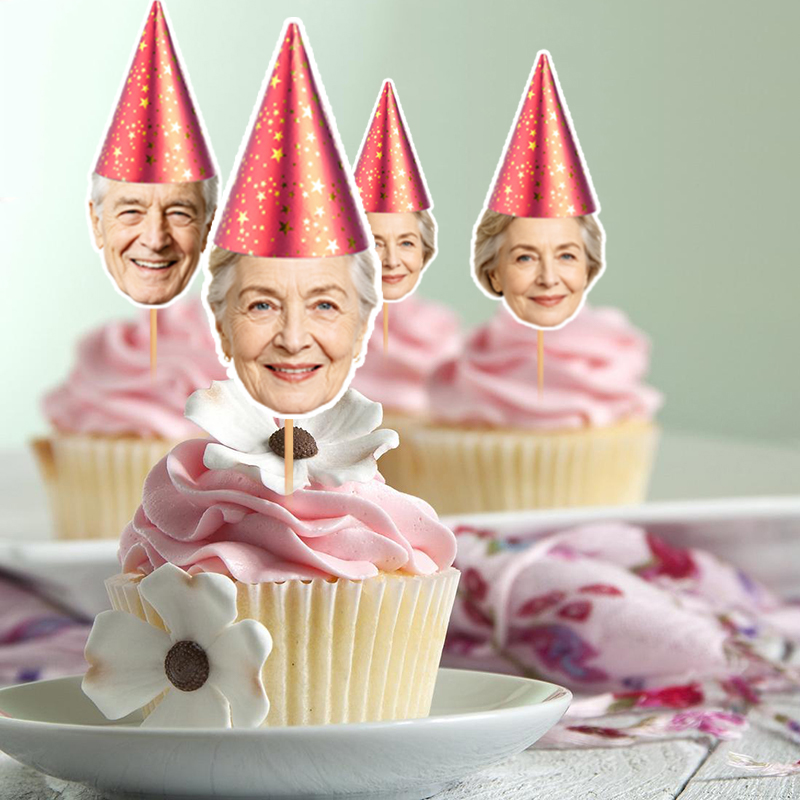 12/24pcs Custom Face Cupcake T - đánh giá và giá Party Hat Cone