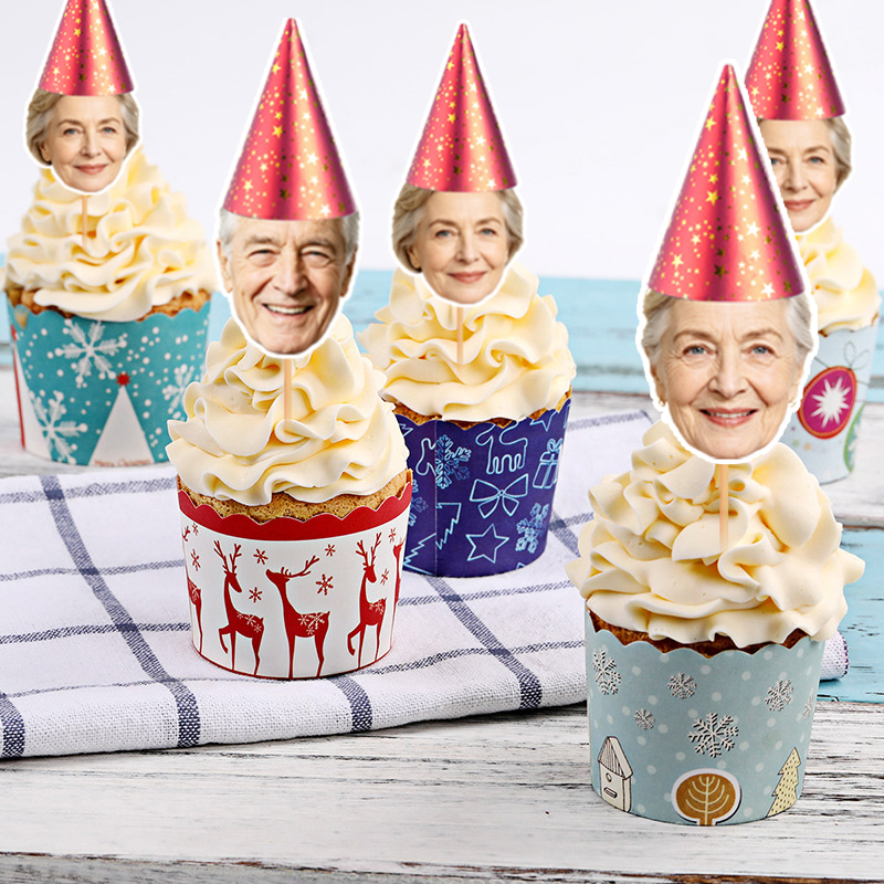 12/24pcs Custom Face Cupcake T - đánh giá và giá Party Hat Cone