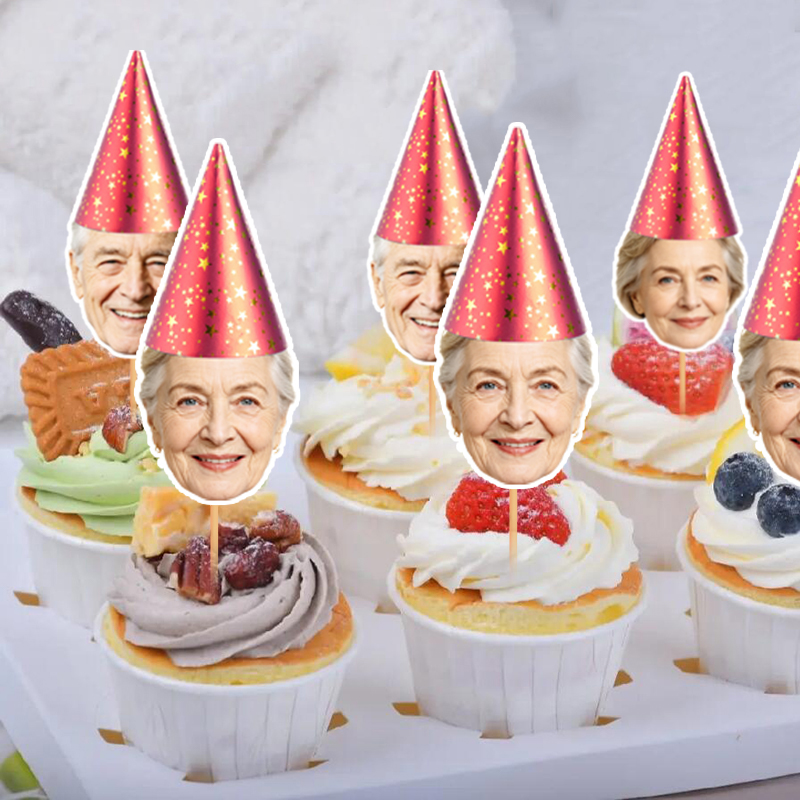 12/24pcs Custom Face Cupcake T - đánh giá và giá Party Hat Cone