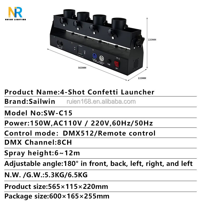 Dmx 512 Four-Tube Confetti Mac - đánh giá và giá Confetti Cannon Tube