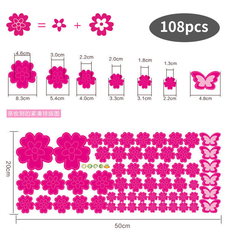 108Pcs Hoa DIY Tường Đề Can Ch - đánh giá và giá Flower Wall Panel